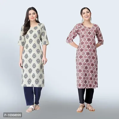 Women Stylish Crepe Ethnic Motif Casual Straight Kurta