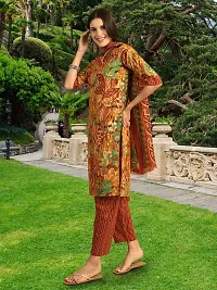 Stylish Mustard Cotton Blend Printed Kurta, Bottom and Dupatta Set For Women-thumb3