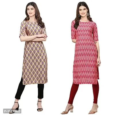 Stylish Digital Printed Women Crepe Kurta- Pack of 2