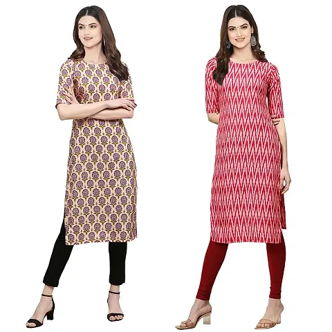 Stylish Crepe Digital Kurta For Women- Pack Of 2