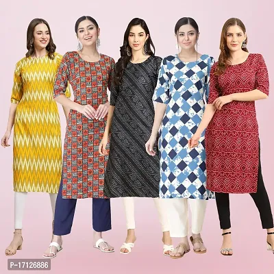 Women Stylish Crepe Printed Straight Kurta