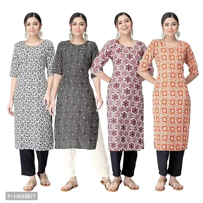 New Crepe Combo Printed Kurtis For Women Pack Of 4-thumb0