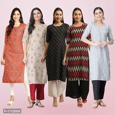 Women Stylish Crepe Printed Straight Kurta