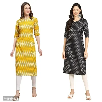 Alluring Crepe Printed Straight Kurta For Women-Pack Of 2-thumb0