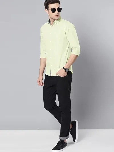 Men Stylish Solid Long Sleeve Semi Formal Shirt