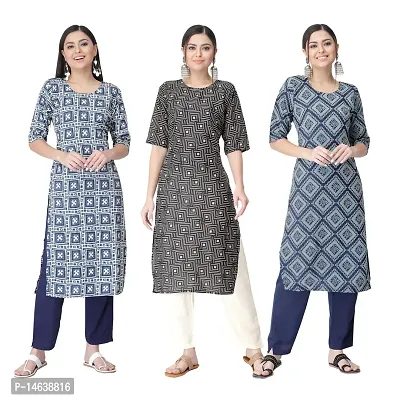 New Crepe Combo Printed Kurtis For Women Pack Of 3