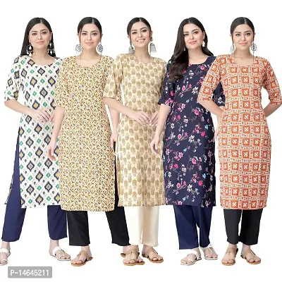 New Crepe Printed Kurtis Combo For Women Pack Of 5-thumb0