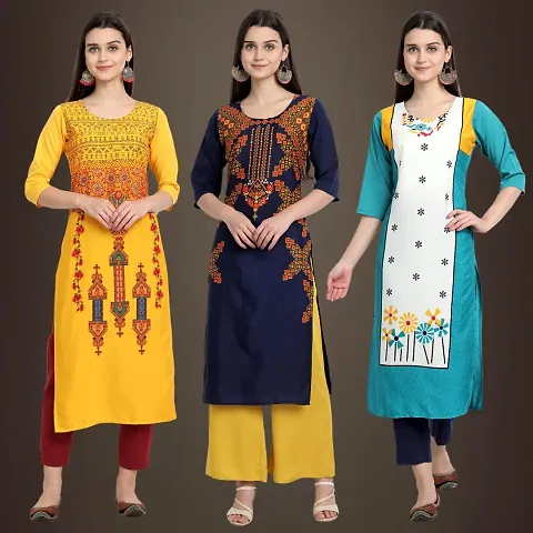 Stylish Fancy Crepe Kurtis Pack Of 3