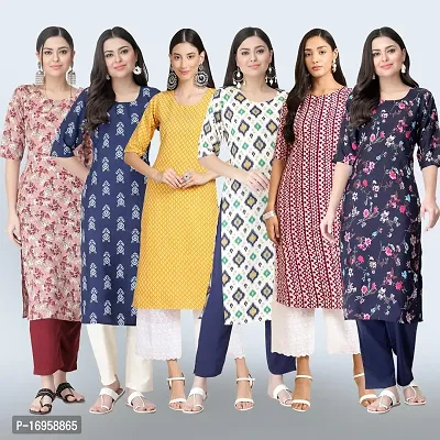 Women Stylish Crepe Printed Straight Kurta Combo-thumb0