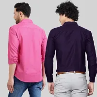 Elegant Cotton Multicoloured Long Sleeves Formal Shirt For Men- Pack Of 2-thumb1