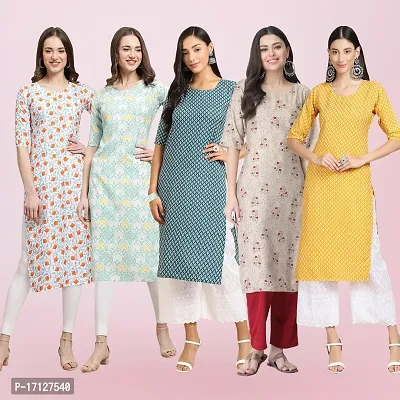 Women Stylish Crepe Printed Straight Kurta-thumb0