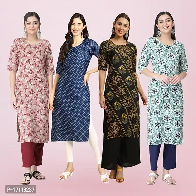 Women Stylish Crepe Printed Straight Kurta