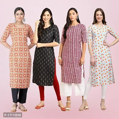 Women Stylish Crepe Printed Straight Kurta