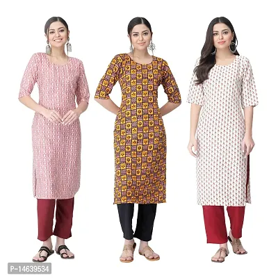 New Crepe Combo Printed Kurtis For Women Pack Of 3