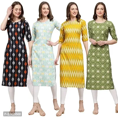 Stylish Multicoloured Crepe Stitched Kurta For Women Pack of 4