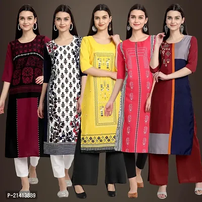 Fancy Crepe Kurtis For Women Pack Of 5-thumb0