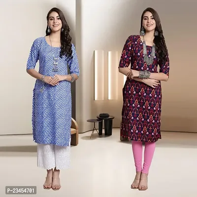 Fancy Rayon Kurtis For Women Pack Of 2-thumb0