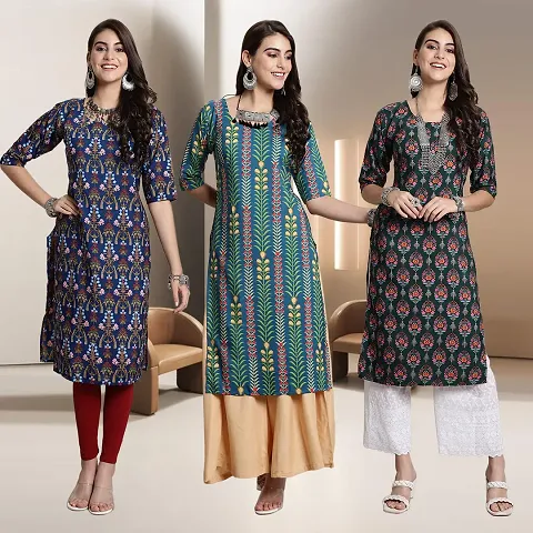 Fancy Rayon Kurtis For Women Pack Of 3