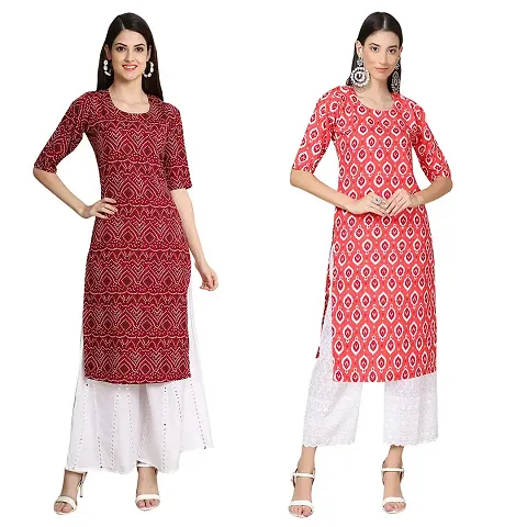 Stylish Crepe Straight Kurta For Women- Pack Of 2