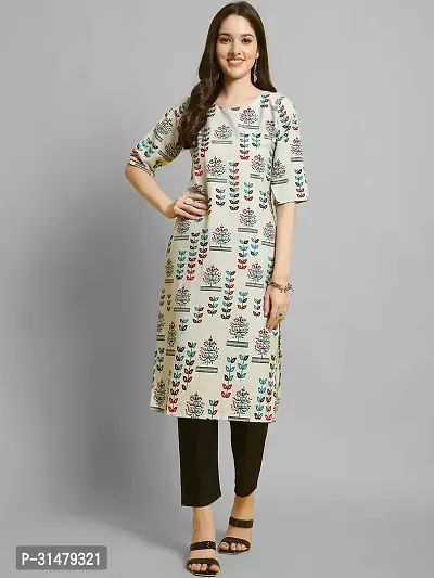 Stylish Crepe Printed Straight Kurta With Pant Set For Women-thumb2