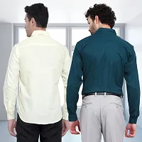 Stylish Cotton Multicoloured Solid Long Sleeves Fornal Shirt For Men Pack Of 2-thumb1