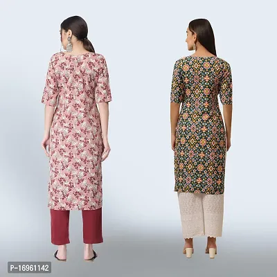 Women Stylish Crepe Ethnic Motif Casual Straight Kurta-thumb2