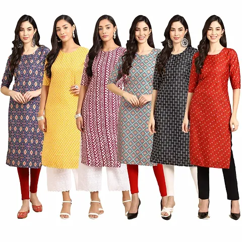 Stylish Crepe Printed Kurti - Pack of 6