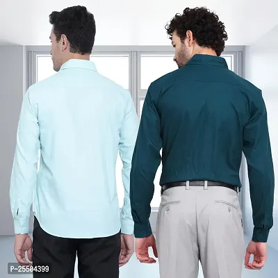 Elegant Cotton Multicoloured Long Sleeves Formal Shirt For Men- Pack Of 2-thumb2