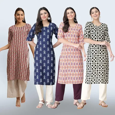 Trendy Crepe Kurta For Women- Combo Of 4