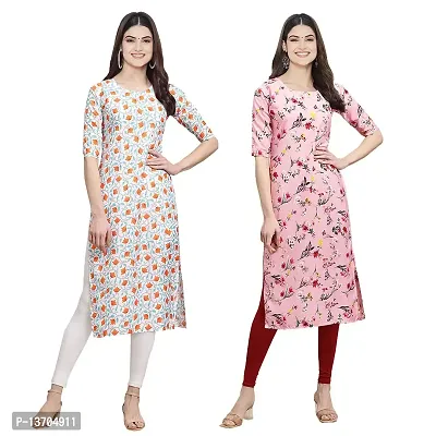 Stylish Crepe Digital Printed Kurta For Women- Pack Of 2