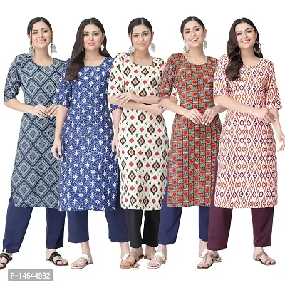 New Crepe Printed Kurtis Combo For Women Pack Of 5