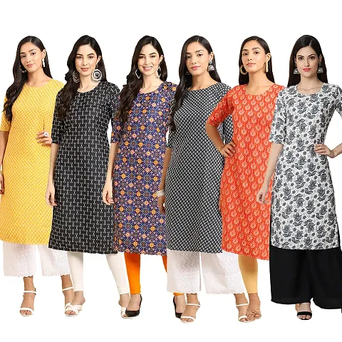 Elegant Crepe Straight Kurta For Women- Pack Of