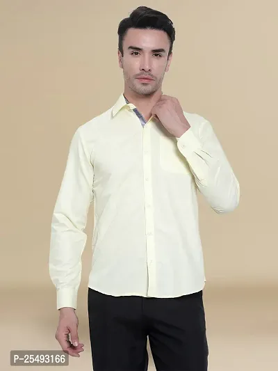 Reliable Beige Cotton Solid Long Sleeve Casual Shirts For Men-thumb4