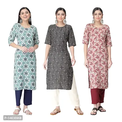 New Crepe Combo Printed Kurtis For Women Pack Of 3