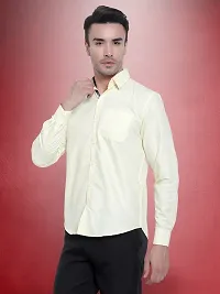 Reliable Beige Cotton Solid Long Sleeve Casual Shirts For Men-thumb1