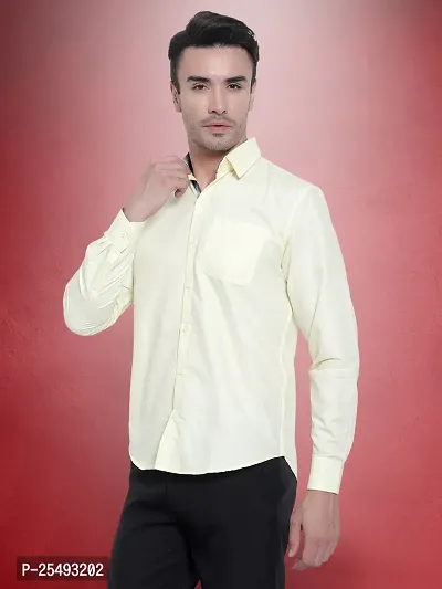 Reliable Beige Cotton Solid Long Sleeve Casual Shirts For Men-thumb2