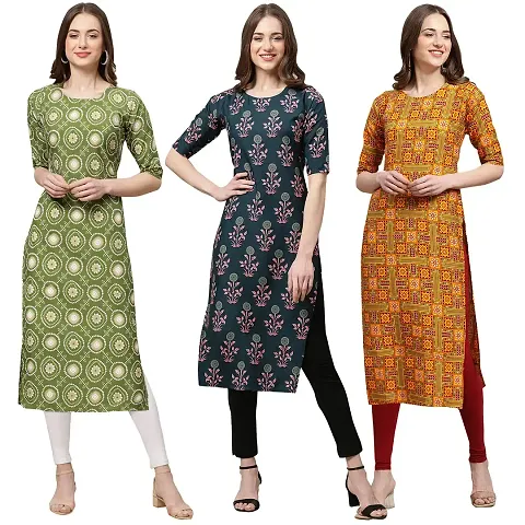 Stylish Crepe Stitched Kurta For Women Pack of 3