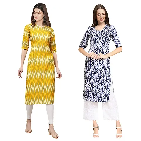 Stylish Crepe Stitched Kurti For Women, Pack Of 2