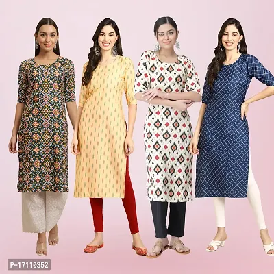 Women Stylish Crepe Printed Straight Kurta