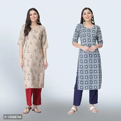 Women Stylish Crepe Ethnic Motif Casual Straight Kurta