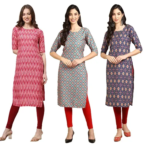 Trendy Crepe Printed Kurti - Pack of 3