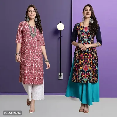 Fancy Crepe Kurtas For Women Pack Of 2-thumb0