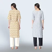 Women Stylish Crepe Ethnic Motif Casual Straight Kurta-thumb1