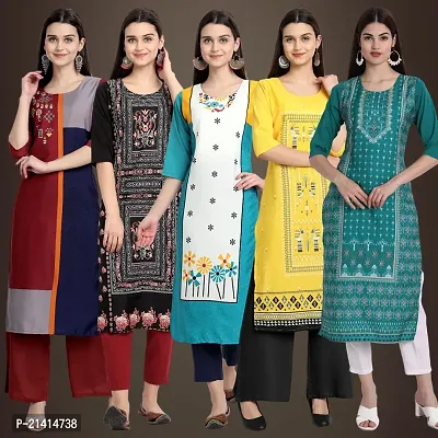 Fancy Crepe Kurtis For Women Pack Of 5-thumb0