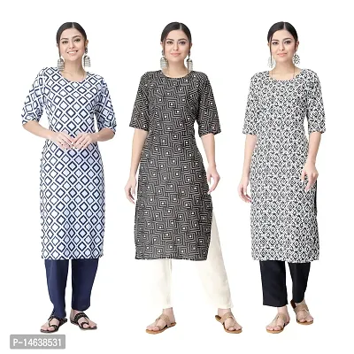 New Crepe Combo Printed Kurtis For Women Pack Of 3