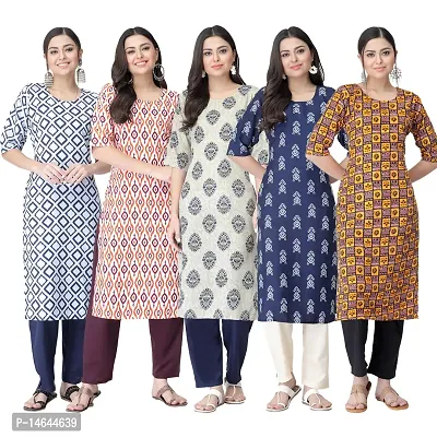 New Crepe Printed Kurtis Combo For Women Pack Of 5-thumb0