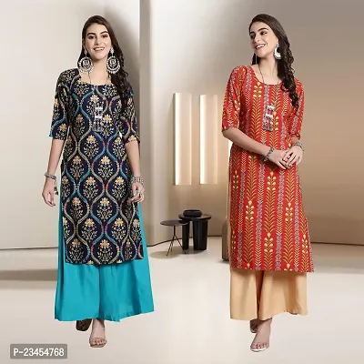 Fancy Rayon Kurtis For Women Pack Of 2-thumb0