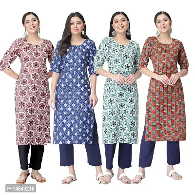 New Crepe Combo Printed Kurtis For Women Pack Of 4