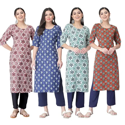 Trendy Crepe Kurta For Women- Combo Of 4