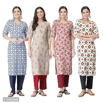 New Crepe Combo Printed Kurtis For Women Pack Of 4-thumb0